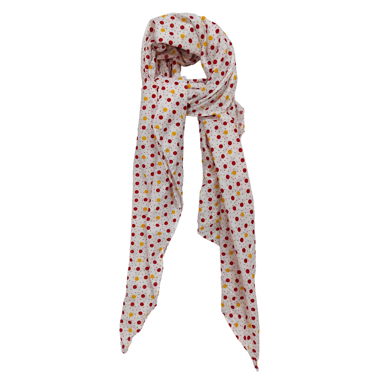 White Cotton Scarf Polka-Dot Printed Scarf For Women Summer/Winter Cotton Scarf 100x100 cms-image-27