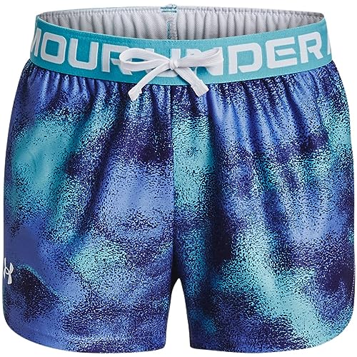 Under Armour Girl's Play Up Printed Shorts (Big Kids) Baja Blue/Sonar Blue/White LG (14-16 Big Kid)