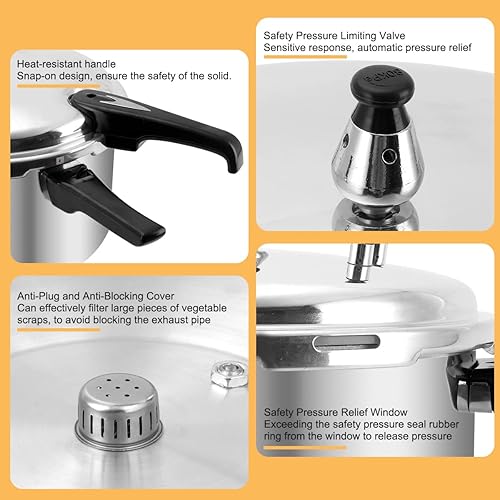 Miniatura 8 de Olla a presión de 12 cuartos de galón, olla a presión de aluminio con estante de conservas y tapa de fácil bloqueo para enlatado, vaporización