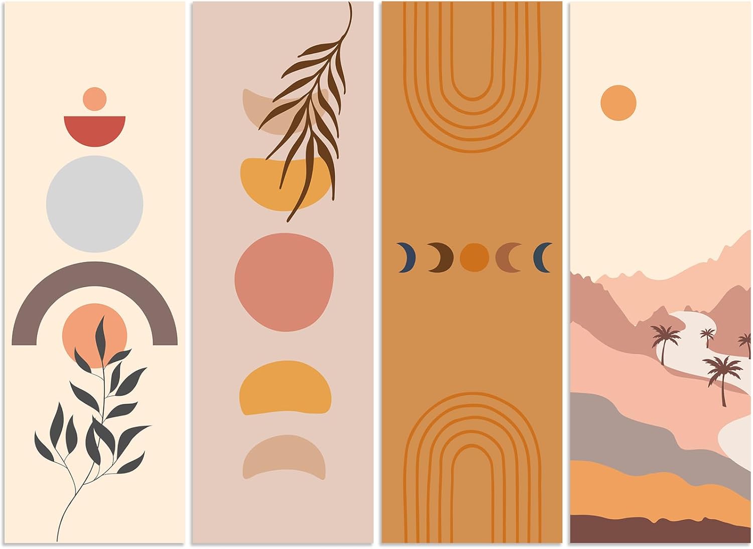 Ireer 4 Pcs School Locker Magnetic Wallpaper 12 x 36 Inch Removable School Locker Decorations Sticker Accessories(Boho Style)