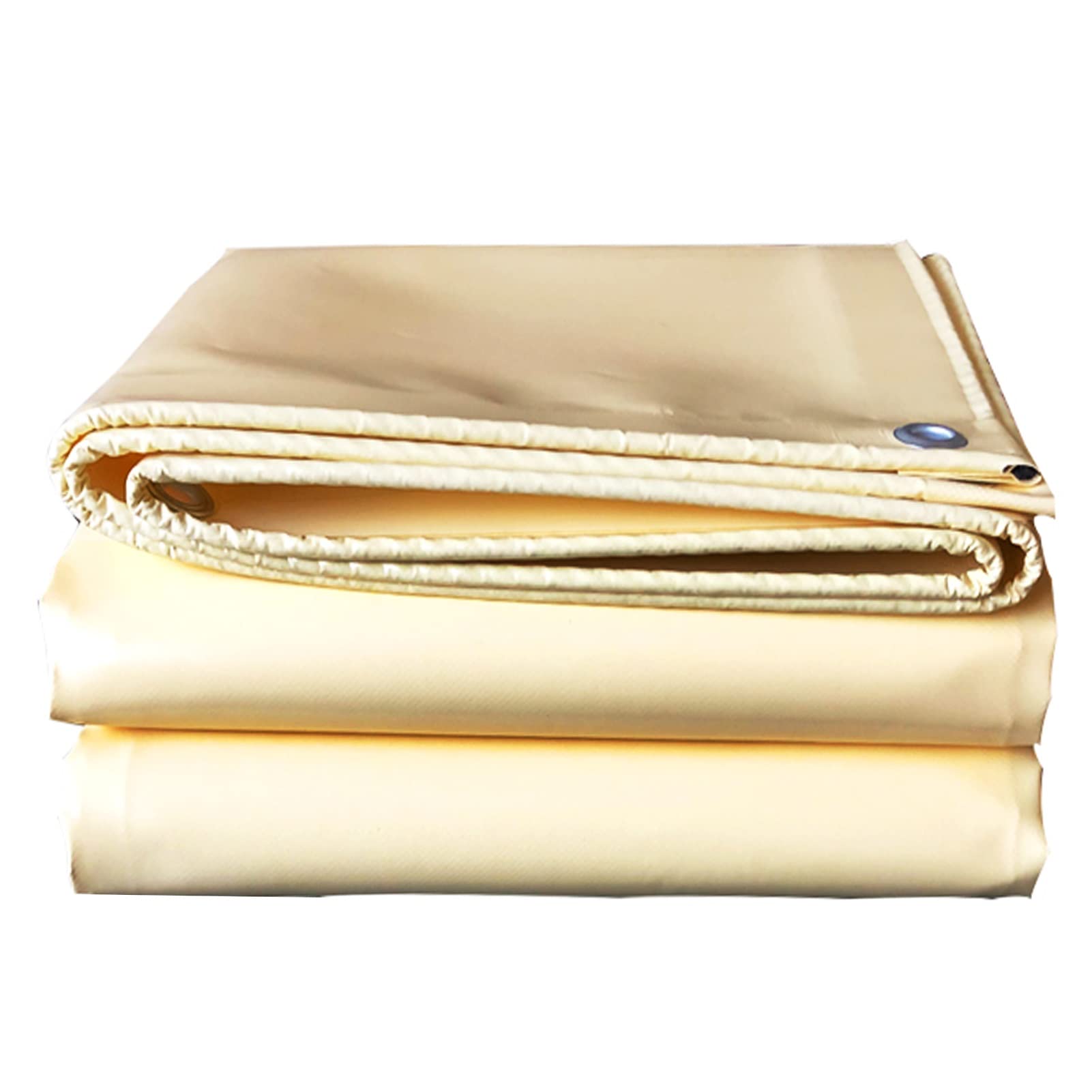 GJZQDKX Beige Heavy Duty Tarp Sheet 4x4m 420g/m² Waterproof Outdoor Tarpaulin Cover for Camping Garden Furniture Ground Sheet with Grommets 0.40mm Thick Canopy Tent