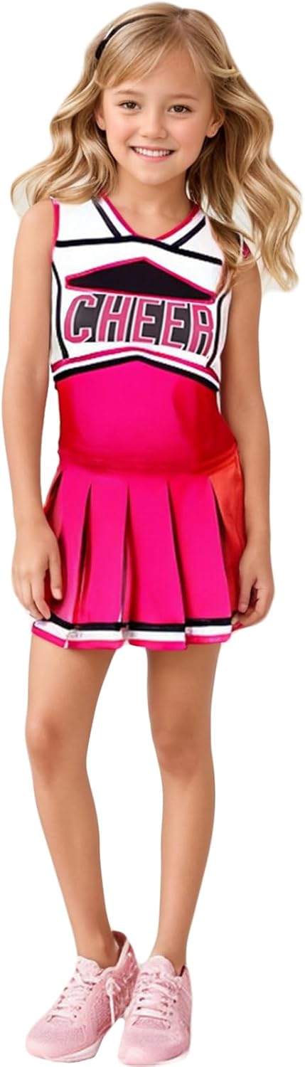 yolsun Cheerleader Costume for Girls, Kids Cheerleading Outfit, Child High School Cheer Leader Dress Up Halloween Party - Image 2