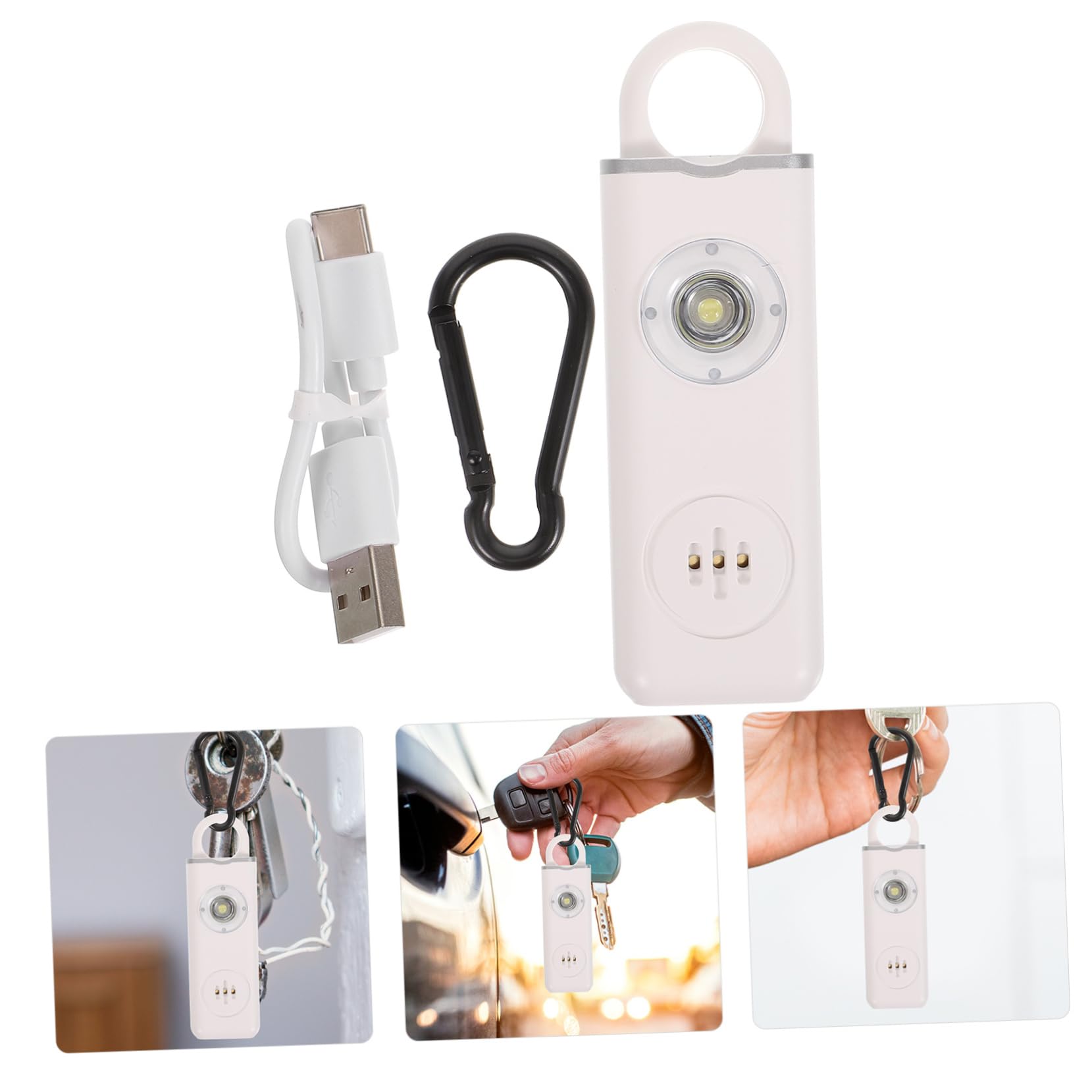 BESPORTBLE girly accessoires trousseau de sécurité étiqueter mignon avertisseurs sonores clé de sécurité alarme des clés porte-clés alarme Plastique blanche