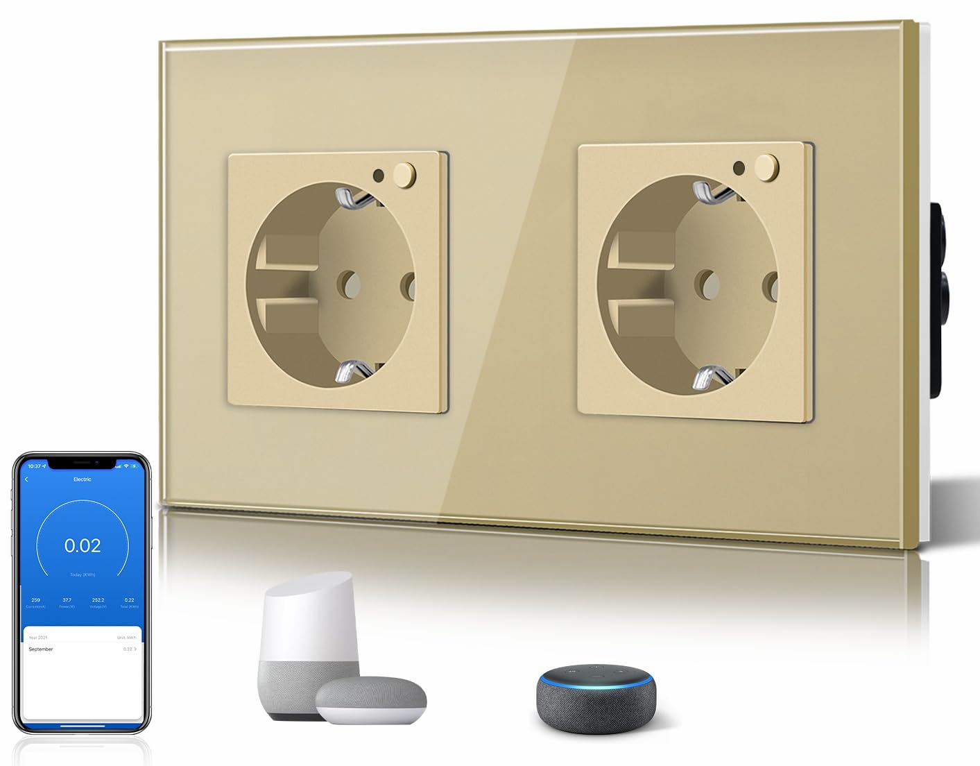 BSEED Enchufe Inteligente con 20W USB y Tipo C,Mate Enchufe Pared Wifi con Medidor Consumo,Control Remoto por APP & Voz,Requiere Cable Neutro,1 Enchufe,Blanco 86mm — view 57