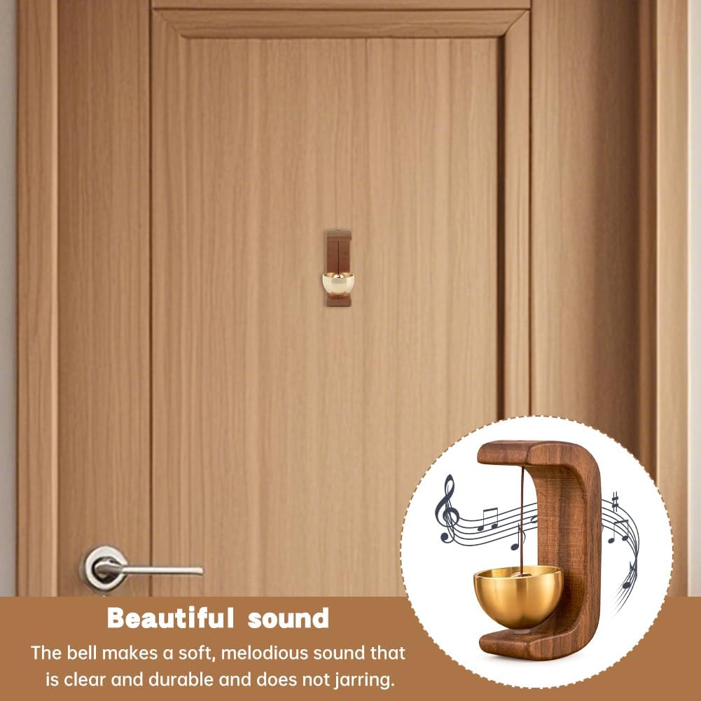 Wooden Shopkeepers Bell, Magnetic Door Chime with Brass Bell for Home/Store image 3