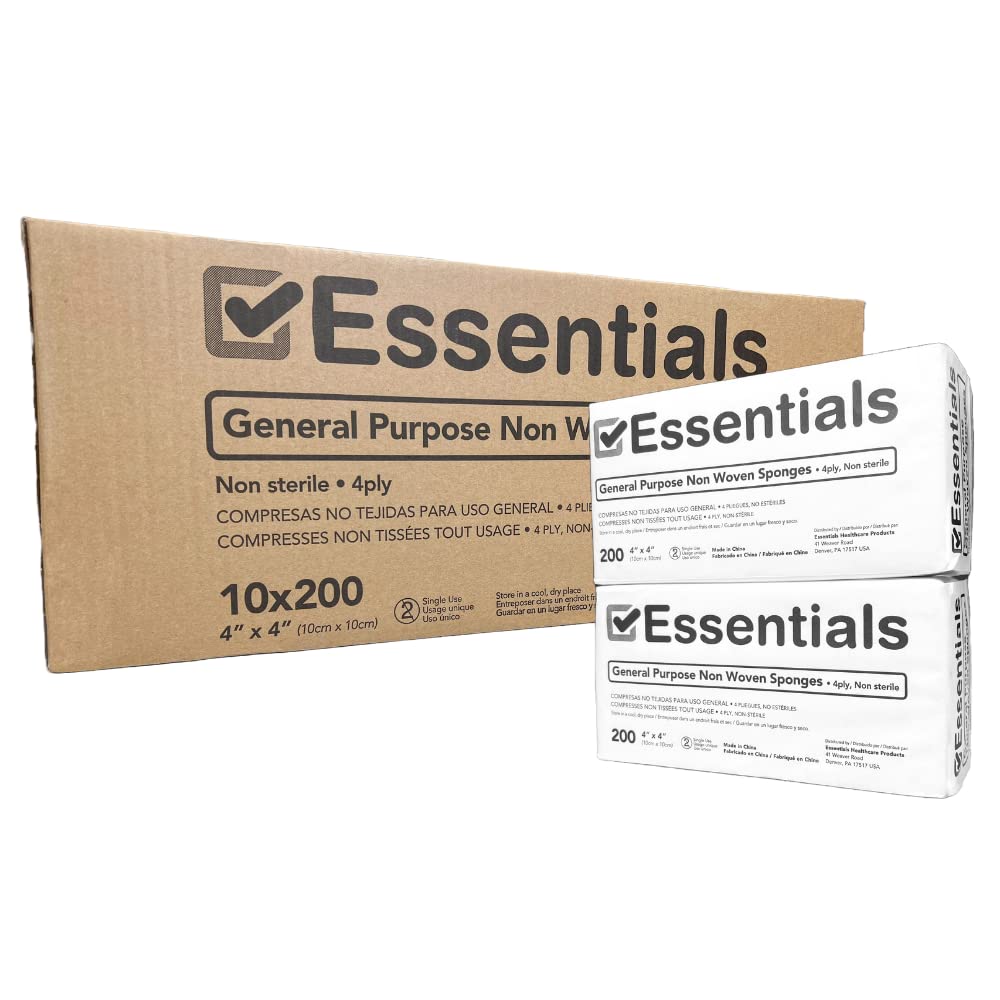 Essentials 4" x 4" Non-Woven Sponges, 4-Ply, Non-Sterile, Low-Lint, 200 Ct — Amazon image 10