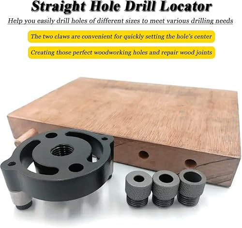 Miniatura 2 de Mesee Guía de taladro de pasador, kit de plantilla de agujero de bolsillo vertical, guía de taladro autocentrante de 3 agujeros con bujes de taladro