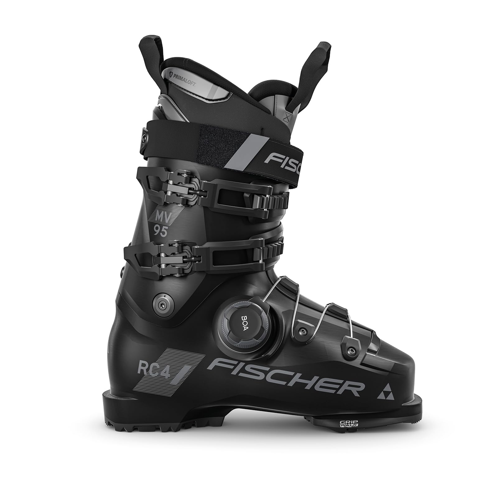 Fischer Women's RC4 95 MV BOA Durable Lightweight Soft Flex Adjustable Insulated Breathable Alpine Mountain Touring Winter Sports Ski Boots, Black/Black, 25.5