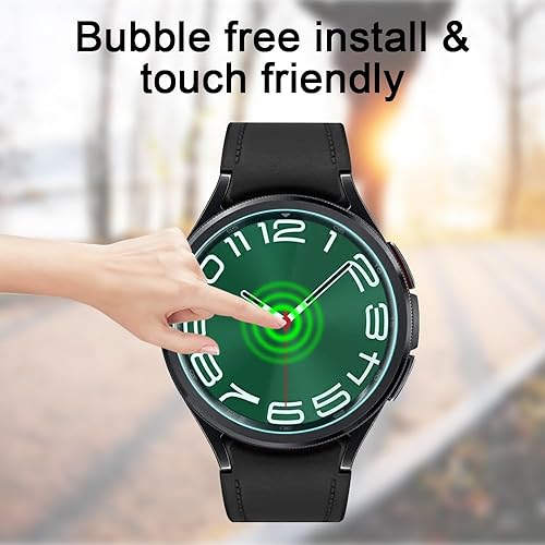 Miniatura 5 de Poyiccot Protector de pantalla compatible con Samsung Galaxy Watch 6 Classic de 1.772 pulgadas, protector de pantalla de vidrio templado de dureza