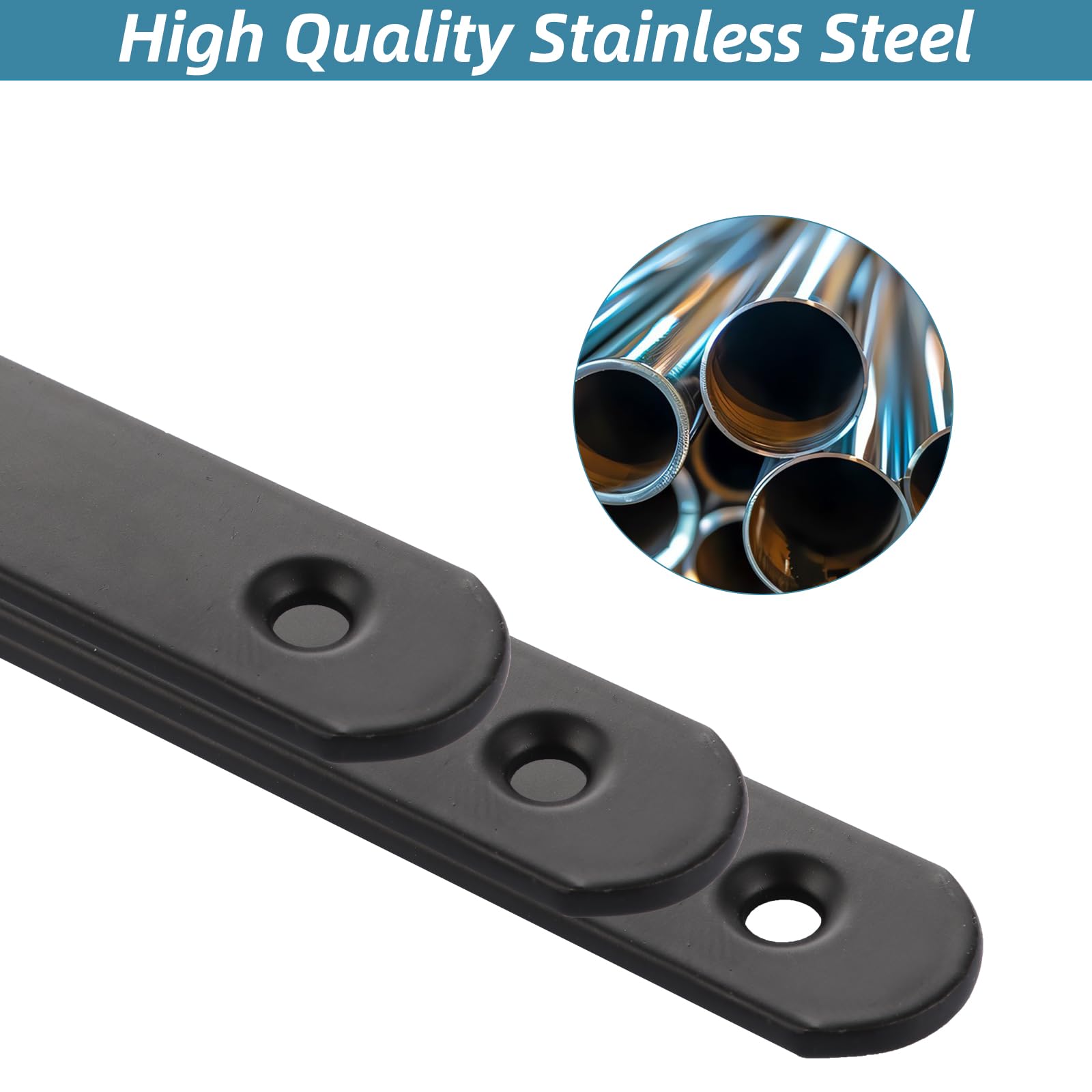 VIDETOL 8 PCS Stainless Stain Mending Plates, 293 x 19 mm Metal Brackets, Black Metal Strip with Holes and Screws for Repair, Connections, Fixings Furniture - Image 4