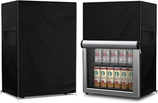 Outdoor Refrigerator Cover,600D Heavy Duty 100% Waterproof Upright Freezer Cover,Outside Stand Up Fridge Covers.Front Can Be Rolled-Up by Zippers.(Black,20" W x 20" D x 33" H)