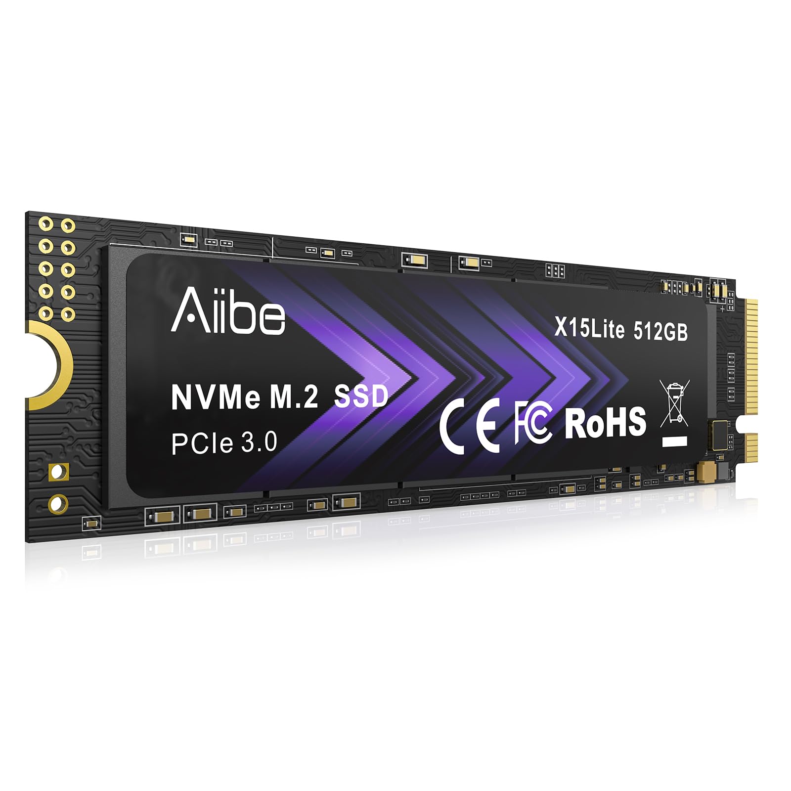 Aiibe Unidad interna de estado sólido NVMe M.2 de 512 GB, NVMe PCIe 3.0, 512 GB, velocidades de lectura de hasta 1800 MB/s para laptop, PC, juegos, edición de video