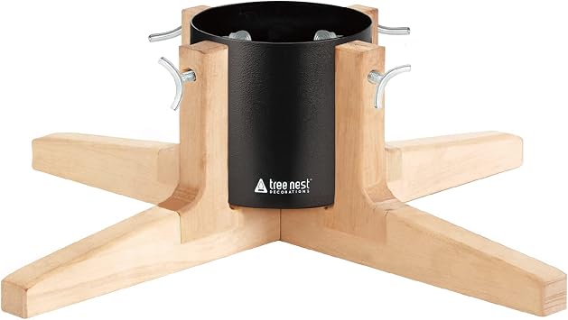 Tree Nest Christmas Tree Stand Base for Real Tree up to 7ft Sliver Christmas Tree Holder Stable for Xmas Tree Decoration RusticBlack, Medium