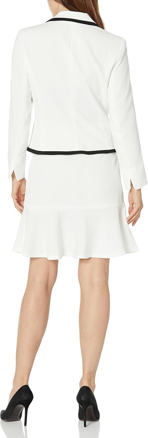 Le Suit Women's One Button Framed Blazer & Flounce Skirt, 2pc Set - Image 2