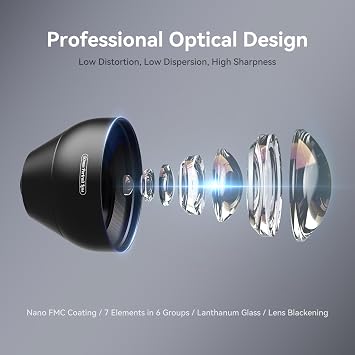 APEXEL 2X 50mm Portrait Telephoto Phone Camera Lens Attachment | F1.05 Cell Phone Lens Attachments with 17mm Universal Clip, Compatible with iPhone 17/16/15 and Samsung S25/26 and more