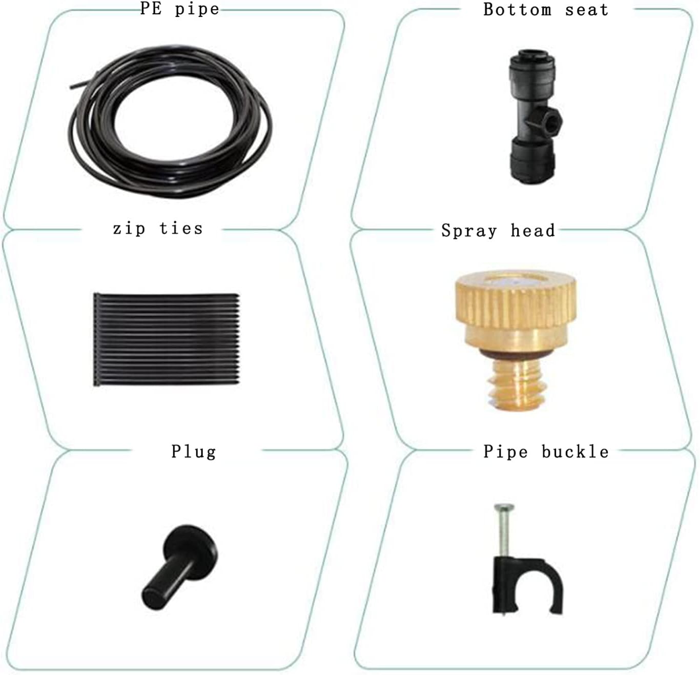 Wang XIAO Outdoor Misting Cooling System,Patio Misters for Cooling 39ft(12m) with Brass Mist Nozzle,Brass Adapter,Faucet Adapter,Play Water,Patio,Lawn,Greenhouse,Backyard,Swimming Pool