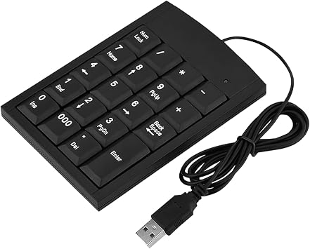 USB Numeric Keypad, Mini USB Number Pad, Portable 19 Key Number Keyboard Wired for Laptops & Desktops, Quiet Keys Ideal for Data Entry & Accounting Compatible with Windows, Linux, Android, iOS
