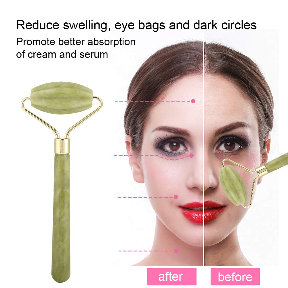 Ensemble Rouleau De Jade Et Gua Sha, Rouleau D'instruments De Beauté, Outil De Massage du Visage, Outil Guasha Pour les Yeux, le Cou, le Corps, les Soins de la Peau, la Relaxation Musculaire