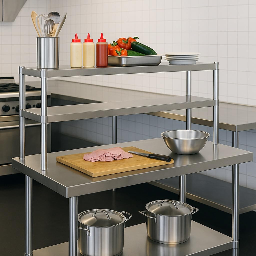UISEBRT Roestvrij stalen werktafel met opzijkant en verstelbare poten