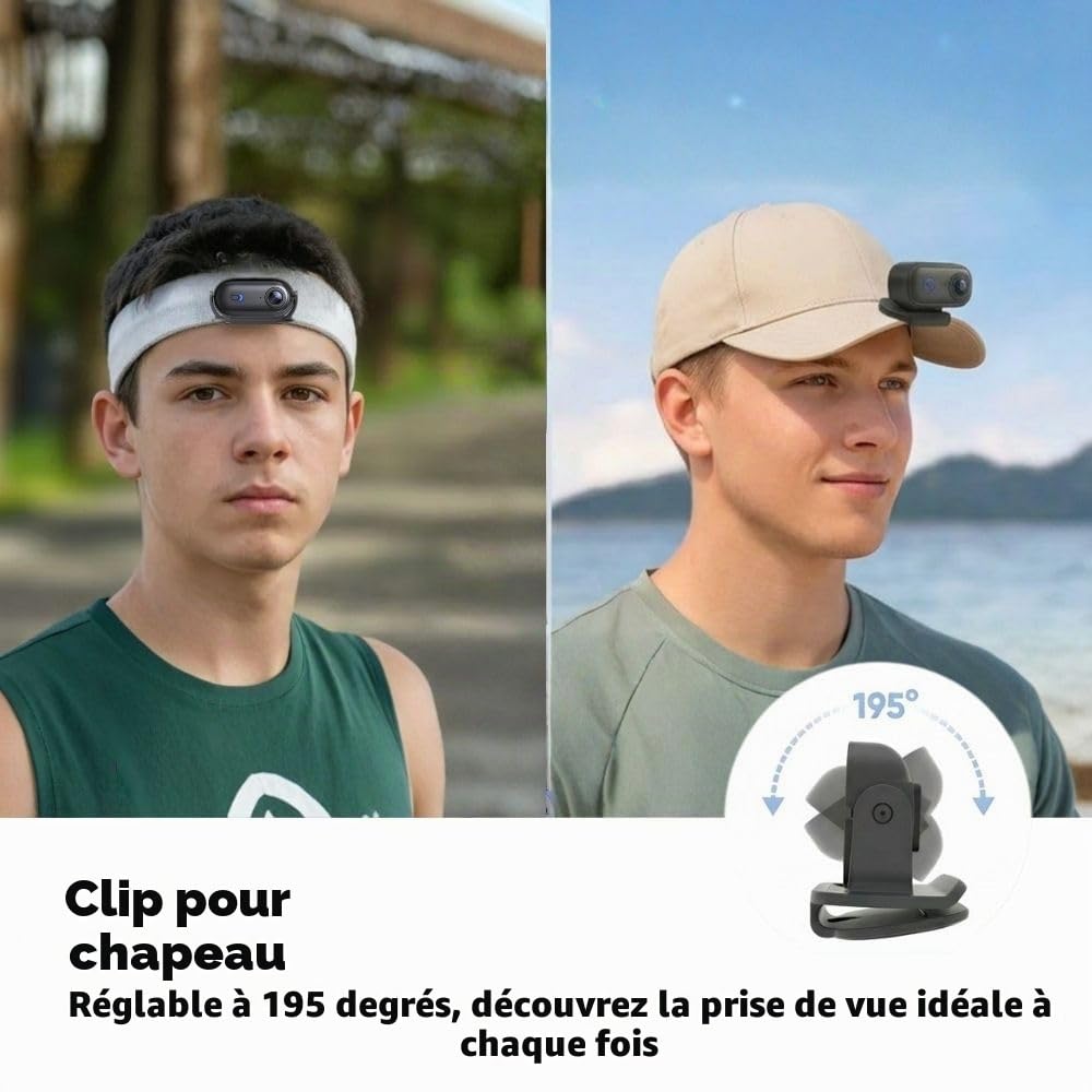 Caméra corporelle 4K POV Pro, caméra Portable avec Clip Rotatif 360° et Clip magnétique, Enregistrement 120 Minutes, idéale pour conférences, Voyages et promenades (128G)