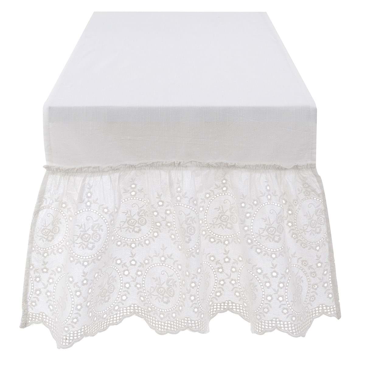 Chemin de table en coton Blanc Mariclò Tintoretto, le prestige du style shabby