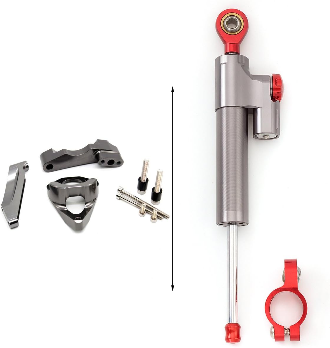 FXCNC Motorcycle CNC Steering Damper Stabilizer Buffer Control Bar With Mounting Bracket Kit Full Set Compatible with GSXR600 GSX-R600 GSR750 K4 2001-2005, GSXR750 GSX-R750 2000-2005