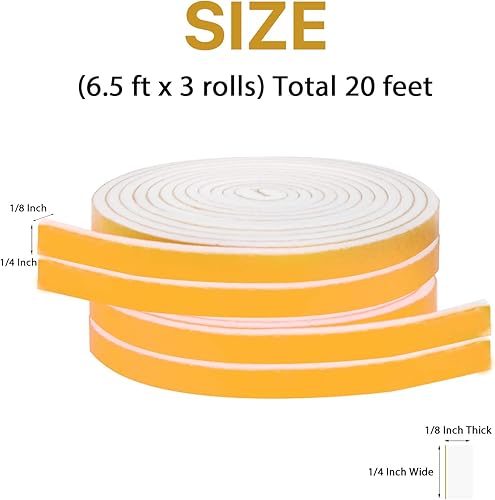 Miniatura 2 de Burlete de espuma con 4 rollos, 14 pulgadas de ancho x 18 pulgadas de grosor, total de 52 pies de largo, aislamiento adhesivo de espuma para