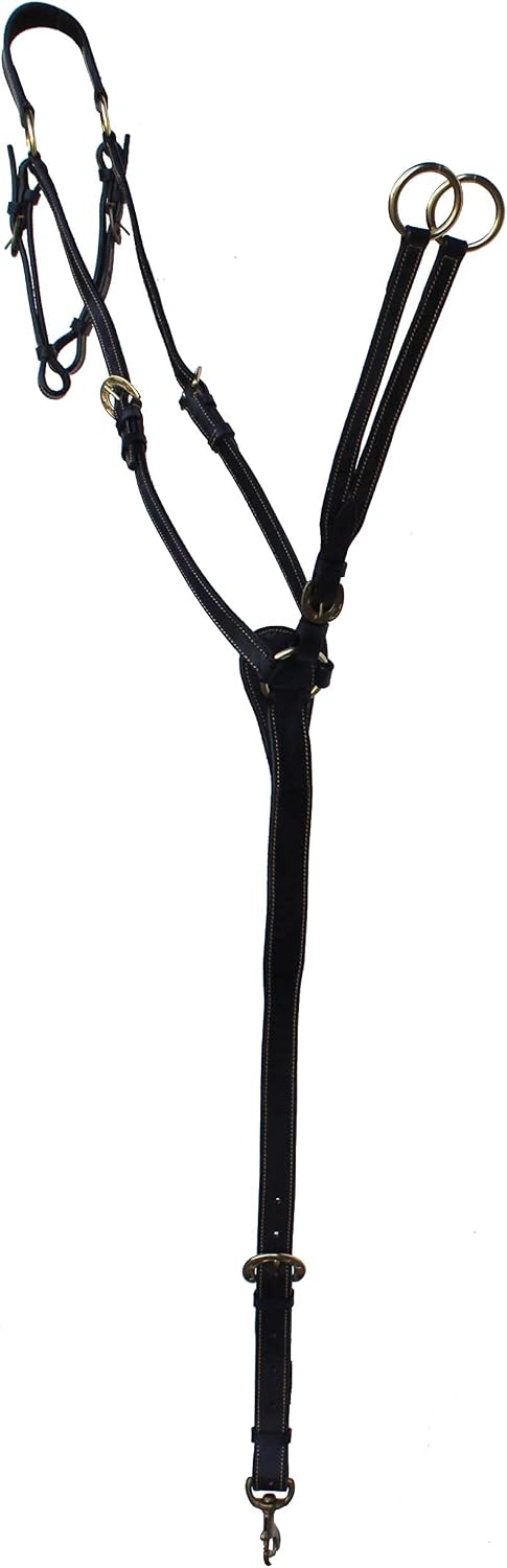 CHALLENGER Horse Australian Outrider Black Leather Martingale Breastplate 110BP325BK-F