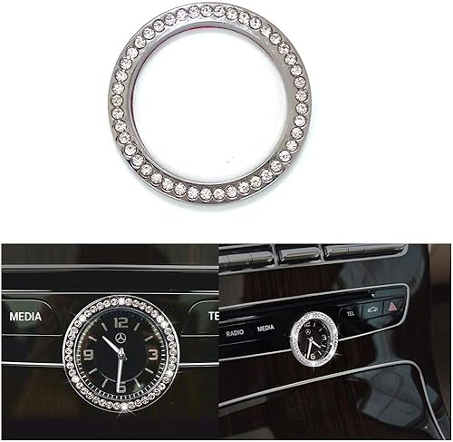 Pursuestar Bling Crystal - Cubierta de anillo para consola central de automóvil, decoración de reloj redondo, para Mercedes Benz C E S GLC Clase