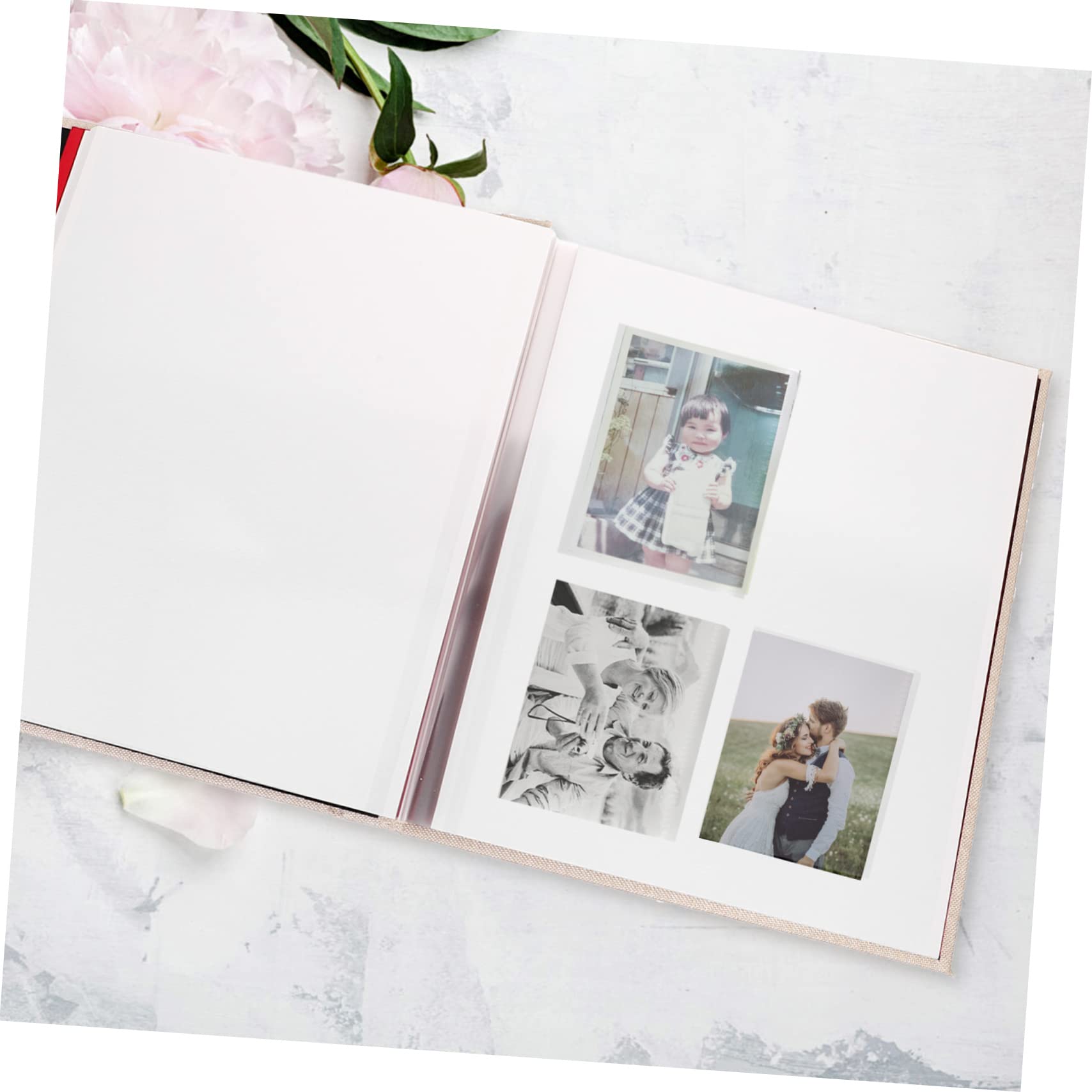 Álbum de Fotos Autoadhesivo de Lino Beige para Manualidades DIY | Tapa Tipo Libro, Apertura Cómoda, Uso Duradero, Estilo Delicado y Especial