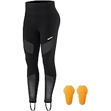 Women's Motorcycle Yoga Leggings with 2 Piece Removable Knee Pads Lifting Cargo Pants Black