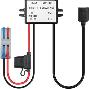 DC 12V/24V/36V/48V/60V/72V to 5V 3A 15W USB A Female Step Down Converter, USB Buck Converter 10V-90V to 5V Module Power Voltage Regulator for USB-A Port Devices