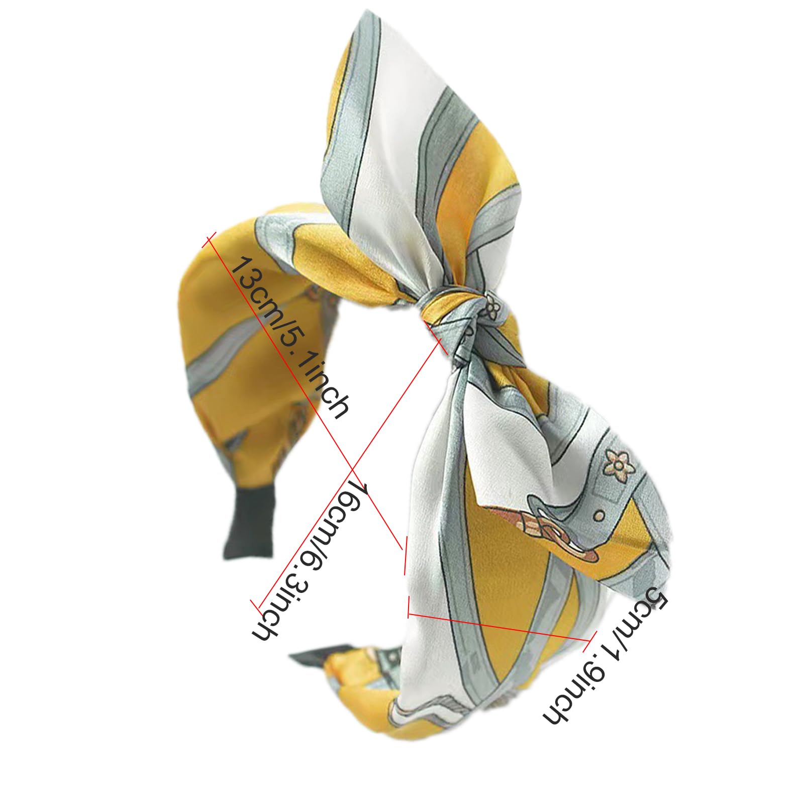 Wide Bow Headband for Women Fabric Hair Band Elastic Head Wrap Cute Knot Hair Accessories for Women and Girls (ChainBow) - Image 2