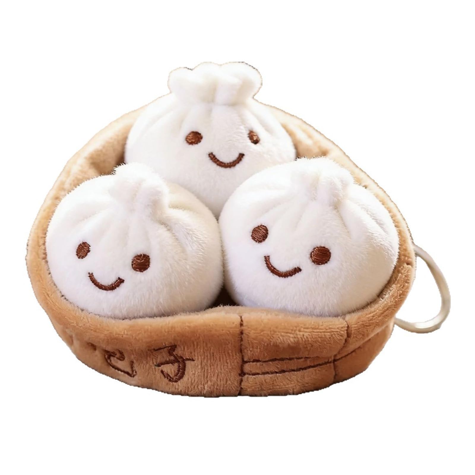 fexxkg Adorable Plush Baozi Keychain Lovely Plush Keyring Cartoon Toy Doll Holder For Bags Backpacks And
