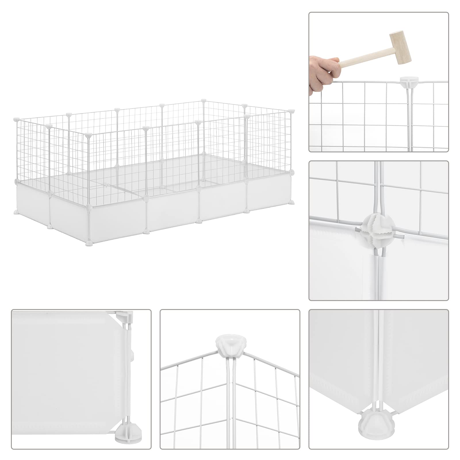 Gabbia Per Conigli Fai Da Te EUGAD - Modulare Con Base, 142x72x45cm - Foto 8