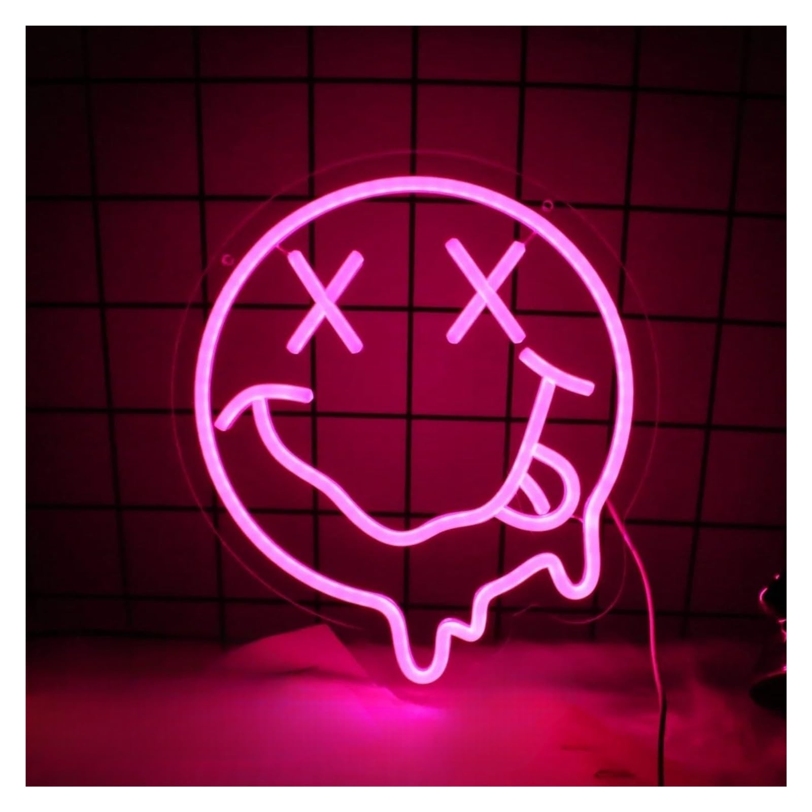 LEMST Signs Lamp Smile Face Neon Sign Light Dimmable USB Powered for Kids Room Party Bedroom Holiday Club Bistro Wall Decor 28cmx32cm