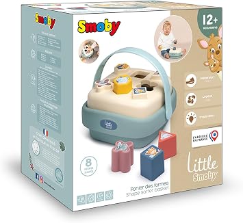 Smoby Little Shape Basket - Sorter - Shape and Colour Recognition - Handle Included - From 12 Months - Made in France