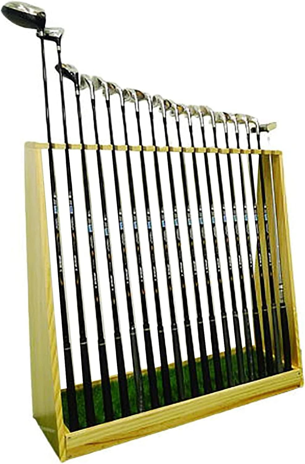 Katzowen Large Golf Club Rack Display Wood, Floor Stand Golf Putter Rack, Golf Clubs Shelf Organizer Equipment Storage, Hold 13 Clubs, Outside/Inside/Garage (Size : 13 Holder)
