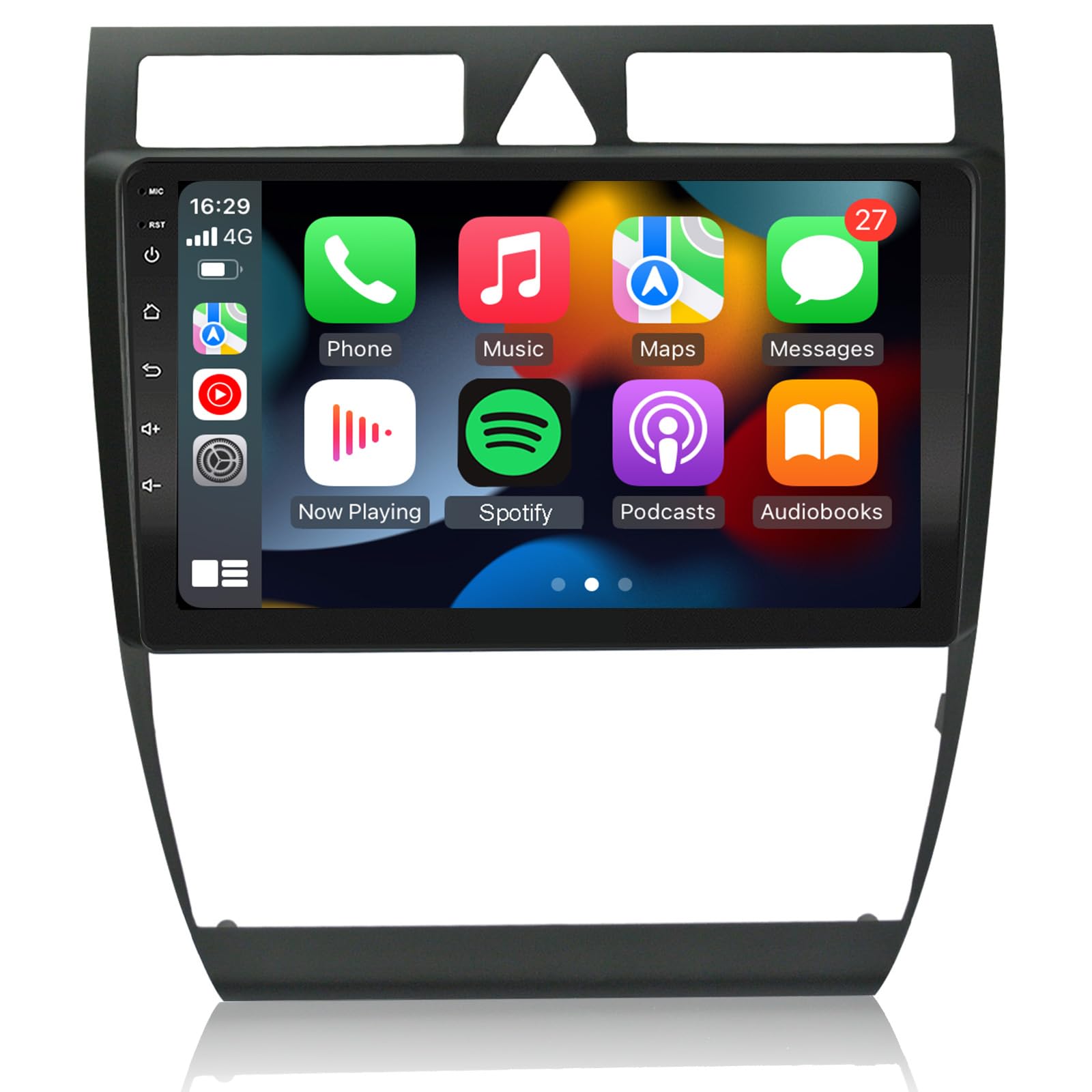 EZoneTronics Android Autoradio für Audi A6 C5 1997-2004 S6 1999-2004 mit Wireless Carplay Android Auto 9 Zoll Touchscreen GPS Navigation Mirrorlink Bluetooth USB WLAN FM/RDS Radio Player 2G + 32G