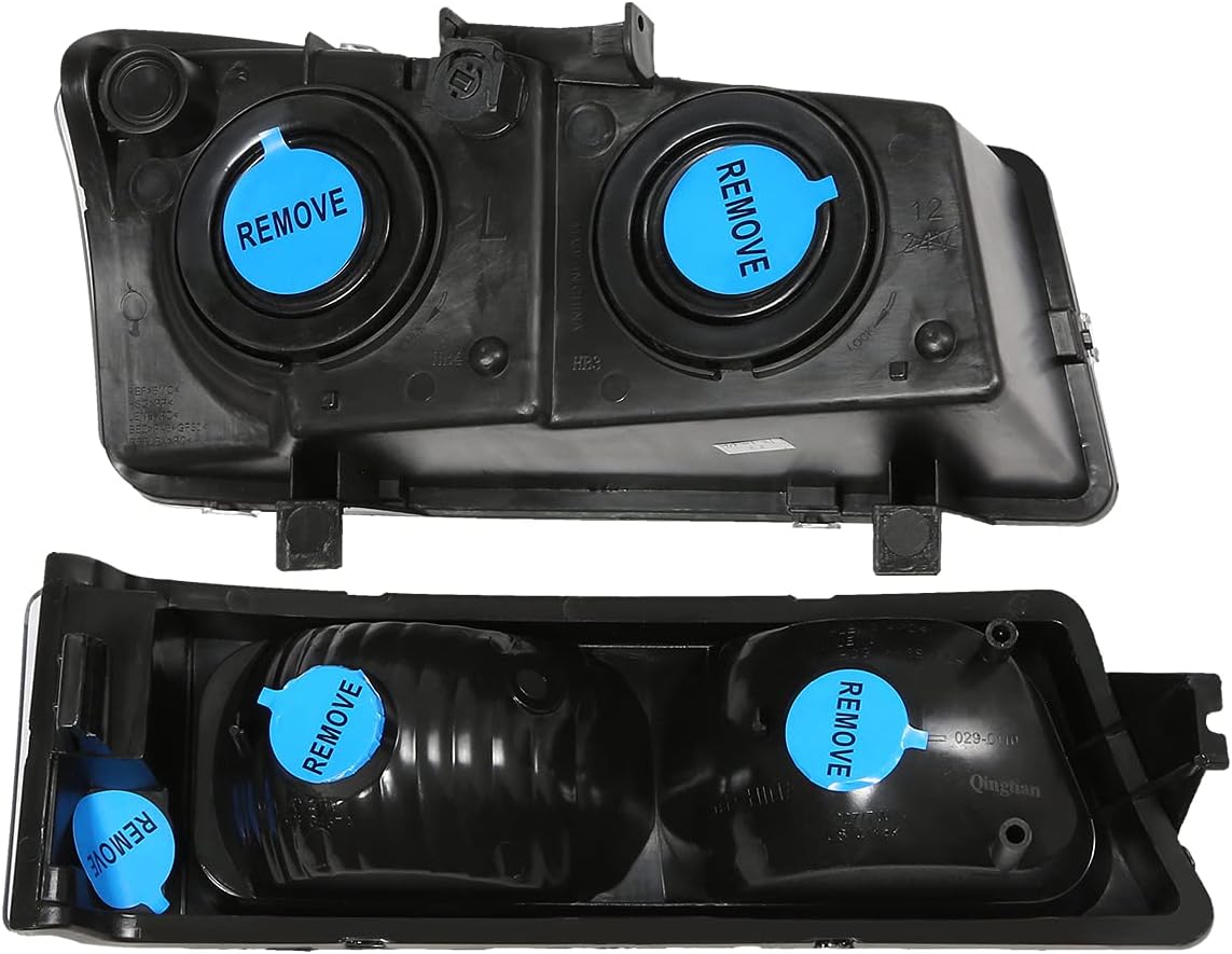 DNA MOTORING Pair Headlight Assembly Compatible with 2003-2006 Chevy Silverado 1500 2500 3500 1500 HD 2500 HD Avalanche 1500 2500, w/o Factory Cladding, Black/Clear, HL-OH-CS03-4P-BK-CL1