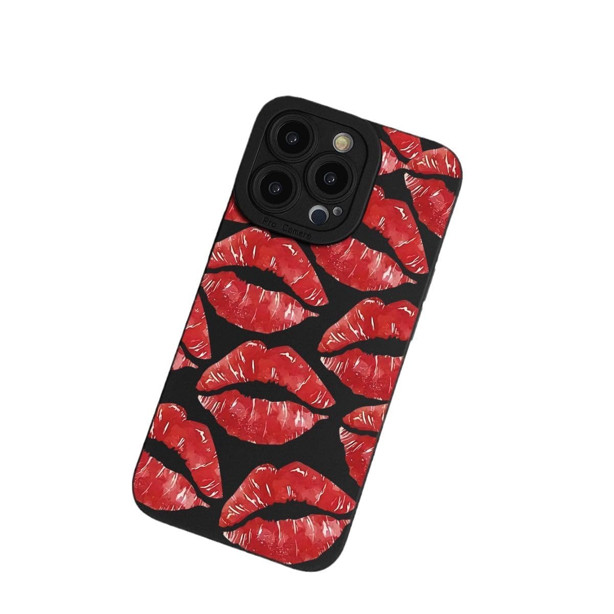 Lips Kiss Print Soft Silicone Phone Case for iPhone Compatible with iPhone 14, Red