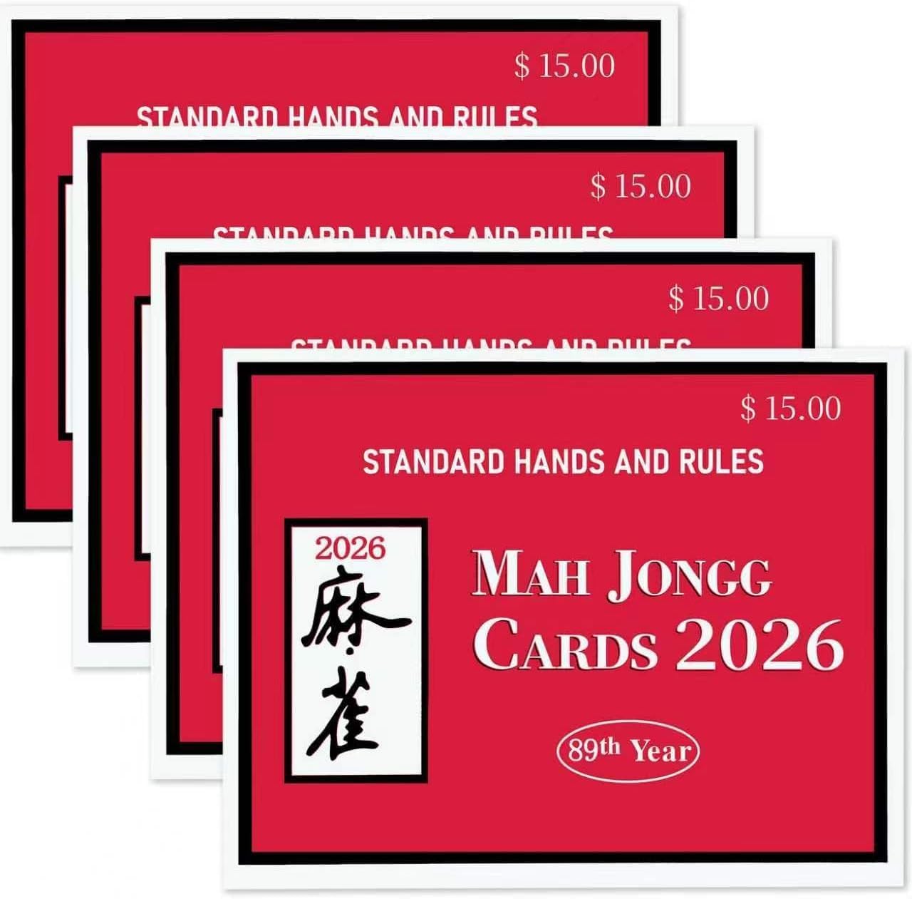 NEW 2026 American Mahjongg Rule Reference Cards 4-Pack, Large Print Easy to Read, Waterproof Tear-Resistant Mah Jongg Guide Cards, Mahjong Accessories for Game Night Club Seniors