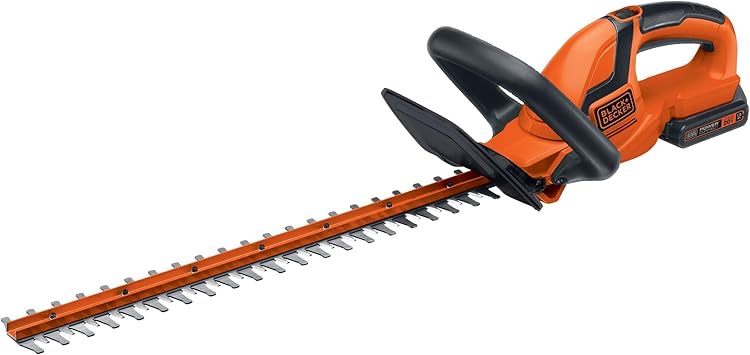 BLACK+DECKER 20V MAX Cordless Hedge Trimmer, Battery and Charger Included, 22 Inch Steel Blade Lightweight Bush Trimmer, Soft Grip, Less Vibration (LHT2220)