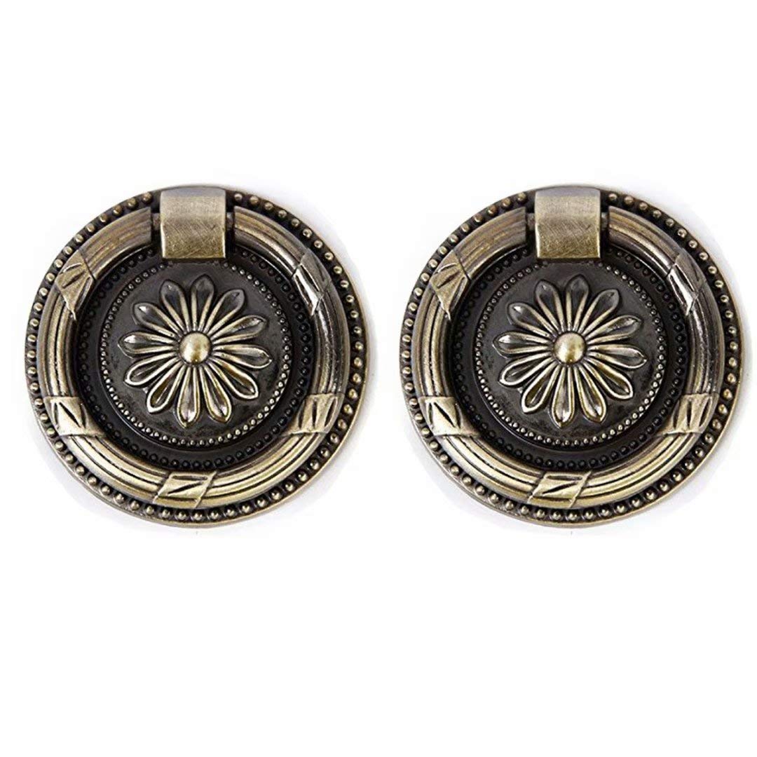 Creatwls 2 pcs Retro Style Drawer Dresser Ring Handle/Knobs Cupboard Pulls Drawer Ring Pull Handles Furniture Hardware Drawer/Cabinet Drop Ring Pull Knob