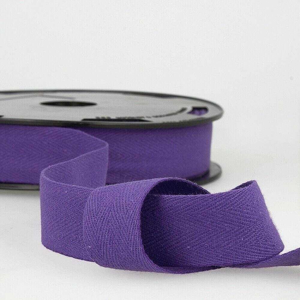 25mm Cotton Herringbone Tape 675D, 090 Dark Lavender Purple, 8 Metres