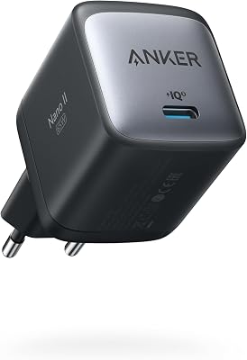 Anker Nano II 65W USB C Ladegerät Netzteil mit Schnellladeleistung, GaN II Technologie, Kompatibel mit MacBook Pro/Air, Galaxy S20/S10, iPhone 17/Pro/iPhone Air/16/15, iPad, Pixel (Schwarz)