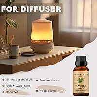 Vista 5 de Aceites esenciales de ciprés de 0.33 onzas líquidas, 100% puro y natural para difusor de aromaterapia, 0.33 onzas líquidas / ciprés
