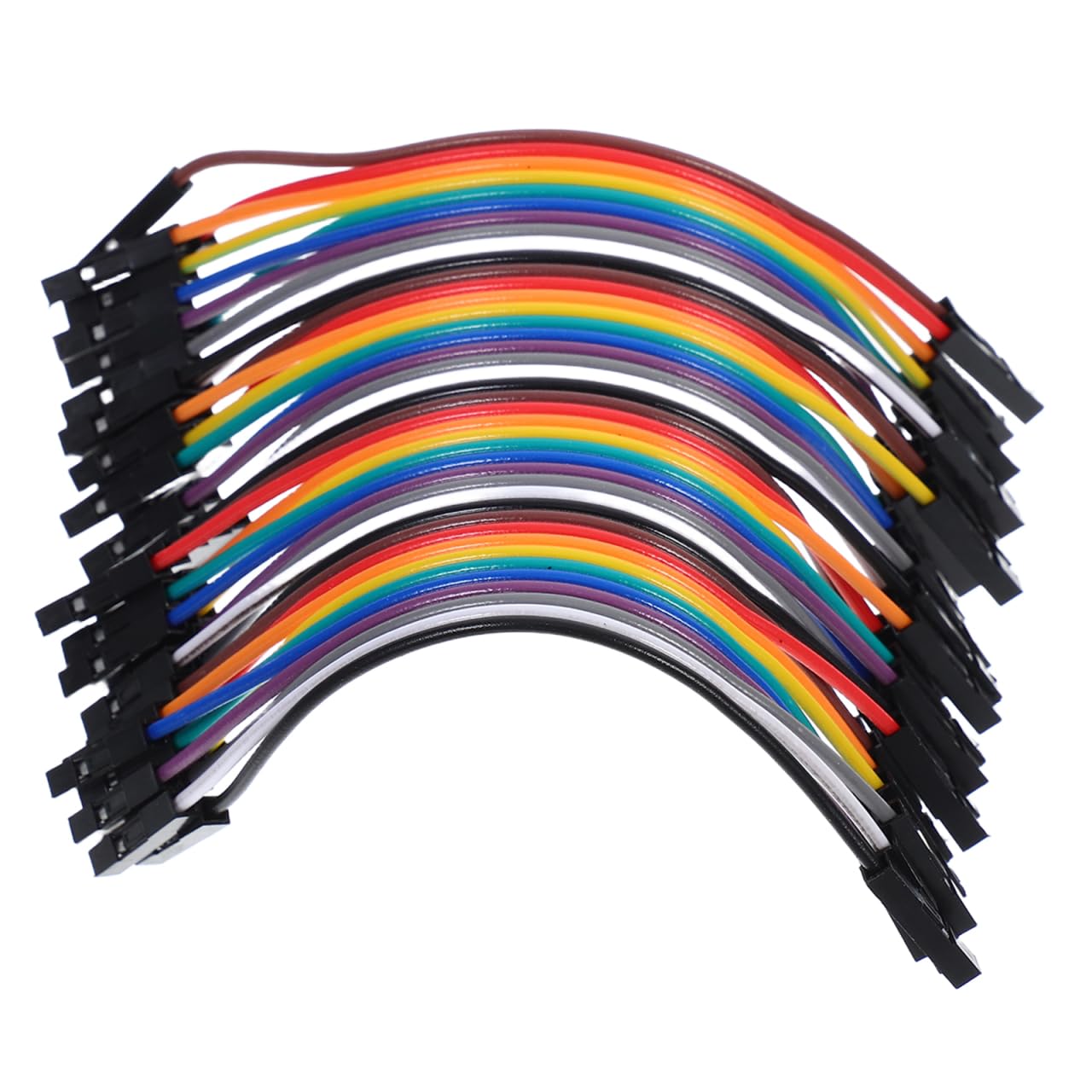 Veemoon Set di 40 cavi jumper femmina su presa 10 cm – 2,54 mm, dimensioni griglie, ponti metallici, per ESP32, flessibile e colorato, prototipazione a nastro, per elettronica fai da te