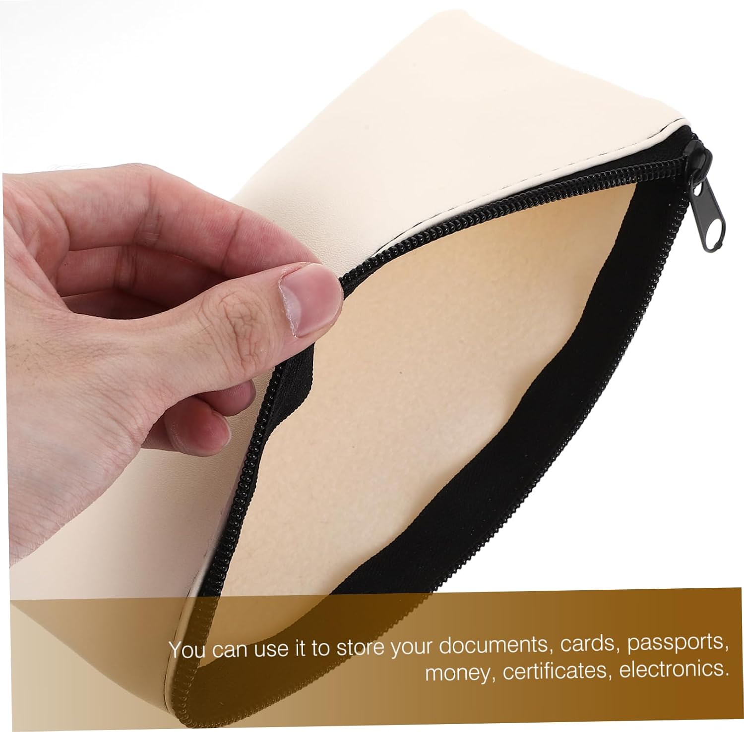 Holibanna 2pcs Cash Bags Zipper Money Pouches Organizer Pu Leather Cash Pouch for Safe Storage