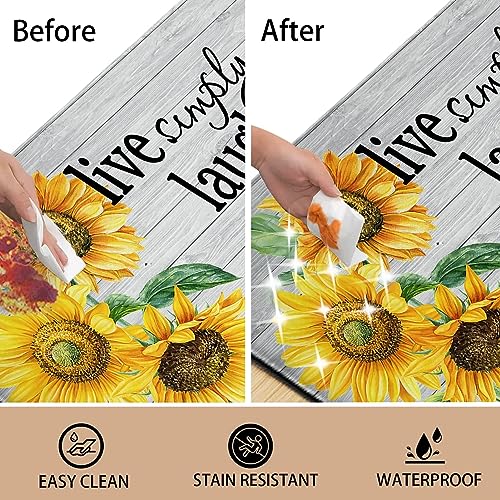 Chiinvent Sunflower Kitchen Mats Set Of 2, Kitchen Rugs Farmhouse Style, 0.4 Inch Thick Anti Fatigue Kitchen Mat Non Skid Washable Floor Comfort Mats For Kitchen, Laundry, Office, 17.3X28+17.3X47 Inch #TOP3